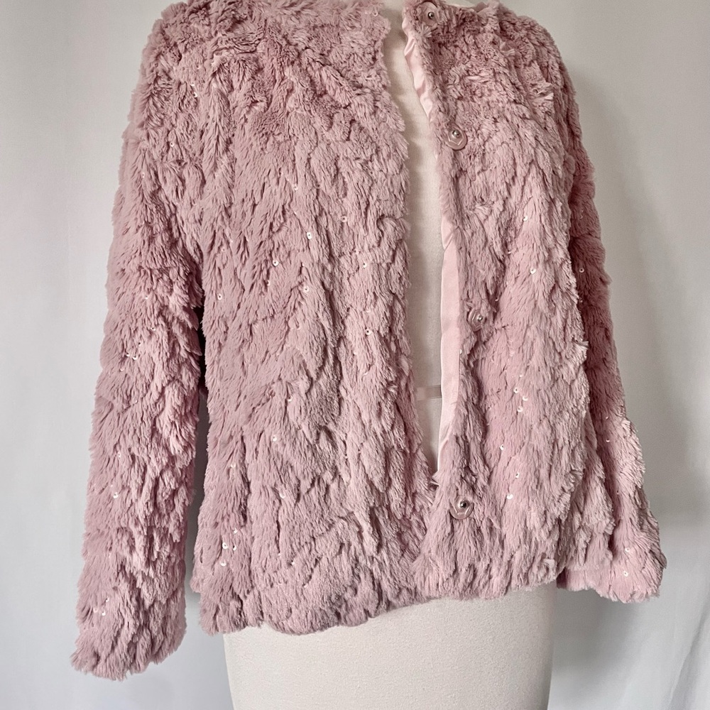 Blush Faux Fur & Sequin Jacket - Picture 5 of 6
